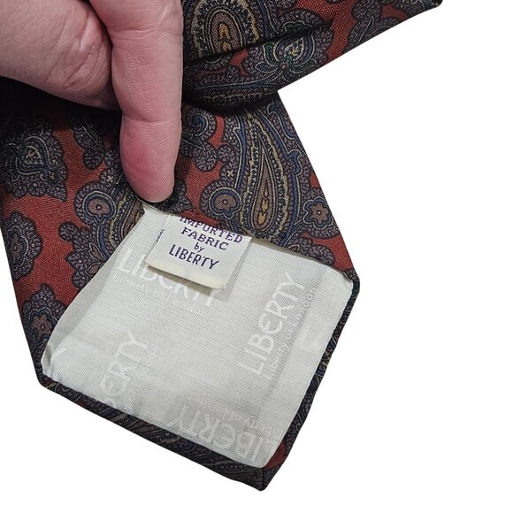 Vintage Liberty Of London Paisley Silk & Wool Blend Tie Red & Blue Pattern Mens‎ - Picture 4 of 9
